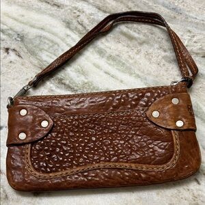 Ruehl No. 925 Rust Brown Leather Wristlet Shoulder Bag clutch rustic